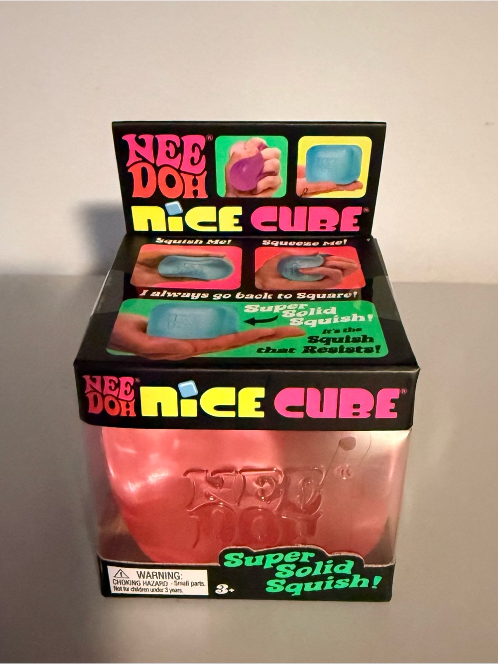 New, Sealed Authentic Pink Needoh Nice Cube Super Solid  Squishy Toy